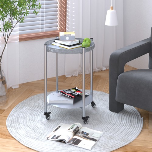 Round tier metal side table - round, 2-tier